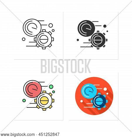 Creative Research Icon.artistic Vision Solution Approach Concept.eye With Magnifier Observing Pencil