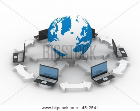 Rete globale di Internet. Immagine 3D isolato.
