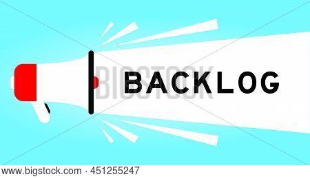 Color Megphone Icon With Word Backlog In White Banner On Blue Background