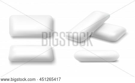 White Mint Chewing Gum Set For Ads And Package Element, Chewing Bubble Gum Mockups, Chewing Pads Iso