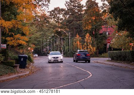 Toronto, Canada - 10 09 2018: Autumn View Along Wells Hill Ave In Casa Loma Neighborhood Of Toronto 