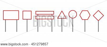 Blank Road Signs. Isolated Icon Set. Vector Illustration. Stock Image.