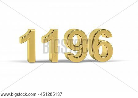 Golden 3d Number 1196 - Year 1196 Isolated On White Background - 3d Render
