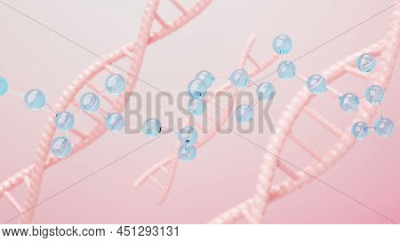3d Render Of Simple Chemical Bond In Side Cell Or Molecules. The Associated Of Atoms, Ions, Bond And