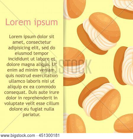 Traditional Swedish Sweet. Semla Seamless Pattern Vector Illustration In The Cartoon Style.