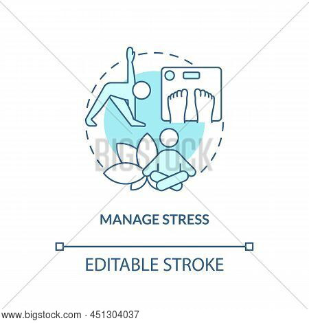 Manage Stress Turquoise Concept Icon. Maintaining Weight After Low Carb Diet Abstract Idea Thin Line