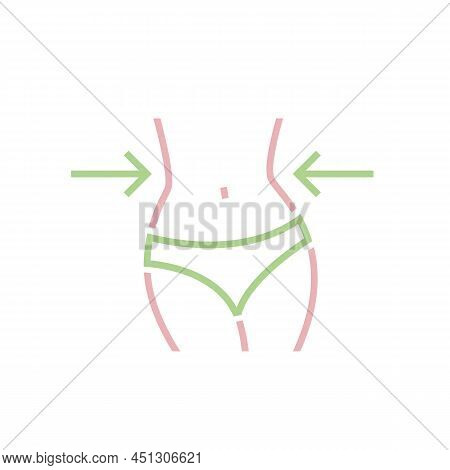 Weight Loss Icon, Slimmy Woman Figure Sign. Vector Illustration