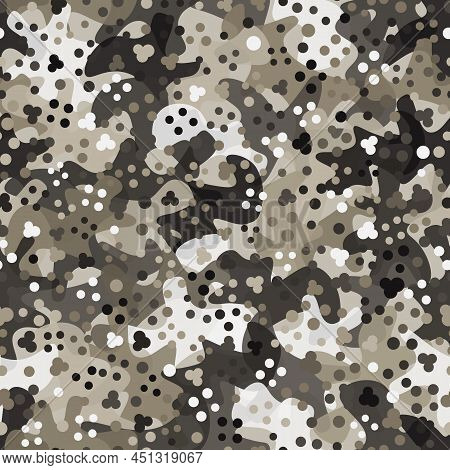 Military And Hunting Camouflage Beige And White Flecktarn Seamless Pattern