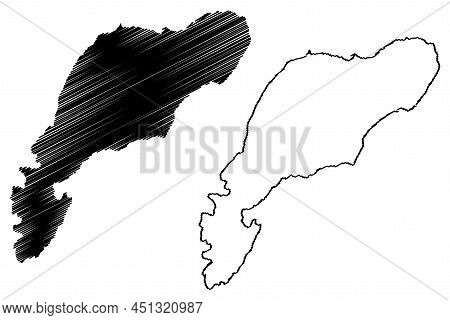 Kalamos Island (ionian Islands, Hellenic Republic, Greece) Map Vector Illustration, Scribble Sketch 