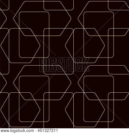 Minimal Art Deco Seamless Pattern. Golden Abstract Print. Geometric Shape. Editable Stroke. Vector S