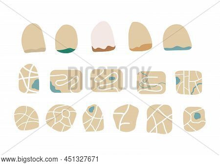 Boho Maps And Globes Collection. Bohemian Flat Design. Template Cards Set With Roads And Lakes. Trav