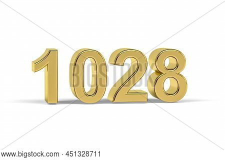 Golden 3d Number 1028 - Year 1028 Isolated On White Background - 3d Render