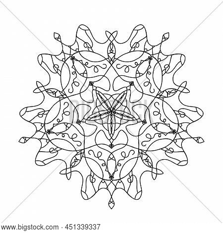 Hard Mandala For Stressed Adults To Keep Calm And A Balance. Positive Pattern For A Tatoo Design Or 