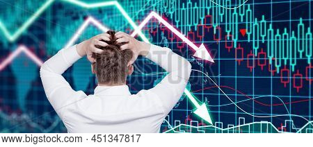 Graphs Representing The Stock Market Crash. 3d Illustration