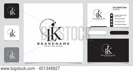 Initial Letter Lk Logo Design Template With Business Card Design