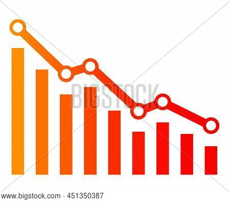 Graph With Decrease Report. Diagram With Recession And Bankruptcy Progress. Business And Finance Vec