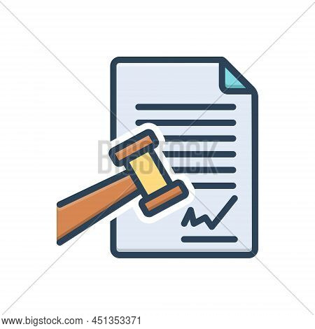 Color Illustration Icon For Sue File-a-claim Prosecute Plead Indict Justice Hammer