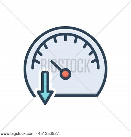 Color Illustration Icon For Slow Stilly Accelerate Gauge Speedometer Indicator