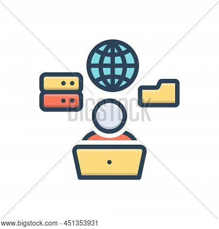 Color Illustration Icon For Supporter Assistant Helper Subsidiary Adjunct Communication