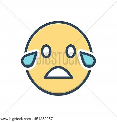 Color Illustration Icon For Cry Blubber Weeping Howl Tearful Lament Sob