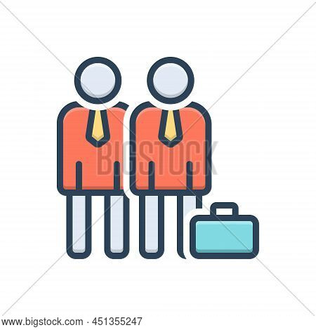 Color Illustration Icon For Companion Buddy Partner Fellow Friend Comrade Associate Sidekick