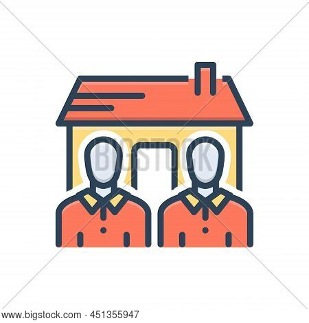 Color Illustration Icon For Our His House We Us Ourself