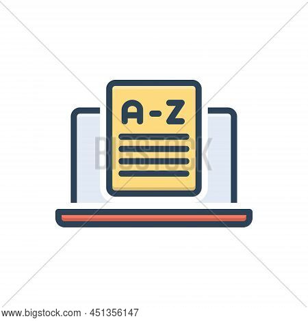 Color Illustration Icon For Vocabulary Terminology Glossary Online Glossary Nomenclature Dictionary 