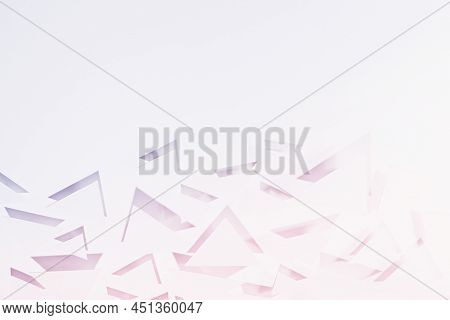 Active Romantic Abstract Pattern Of Paper Triangles In Shining Light With Sharp Shadows, Reflection,
