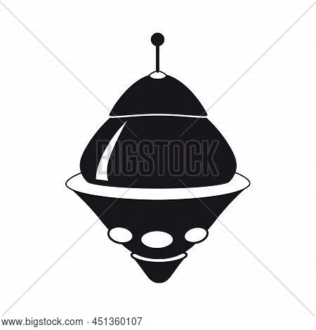 Ufo Icon, Spacecraft Of Alien. Vector Flat Black Color Style