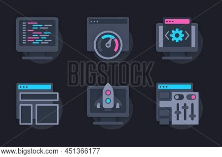 Web Development Concept Of 3d Paper Icons Set. Pack Flat Pictograms Of Page Optimization And Customi