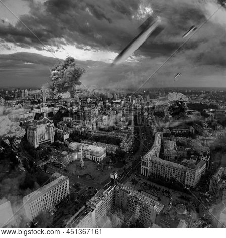 Aerial View Of The Central Street Of Kyiv