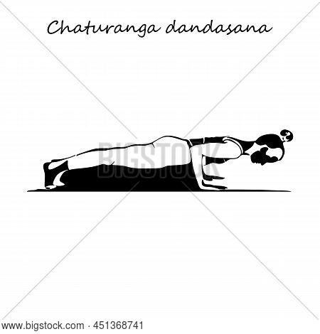 Continuous Line Drawing. Young Woman Making Yoga Exercise, Silhouette Picture. Oneline Drawn Black A