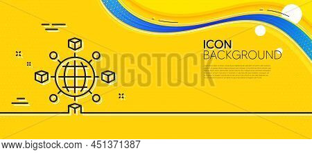Logistics Network Line Icon. Abstract Yellow Background. Parcel Tracking Sign. Goods Distribution Sy
