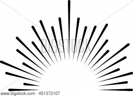 Sunbirst Logo. Explosion Light Rays In Decorative Vintage Style