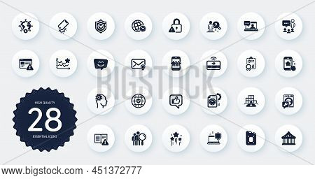 Set Of Technology Icons, Such As Star, Like And Search Employee Flat Icons. People Chatting, Friends