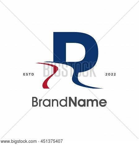 Simple And Modern Illustration Logo Design Initial P Pathway In Two Color.