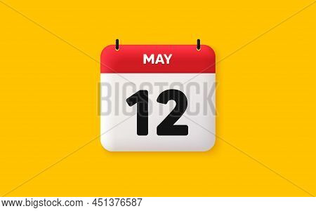 Calendar Date 3d Icon. 12th Day Of The Month Icon. Event Schedule Date. Meeting Appointment Time. Ag