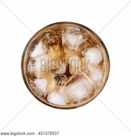 Guarana Soda, Typical Brazilian Soft Drink In A Cup With Ice Isolated Over White Background.