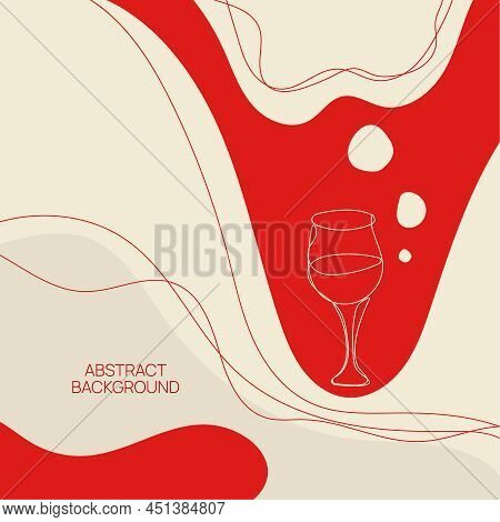 Glass Of Red Wine In Sketch Style. Vector Concept Illustration Of Alcoholic Drinks. Wineglass Icon. 