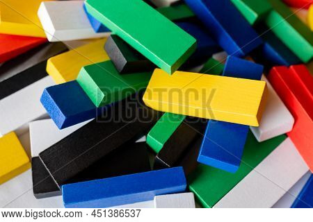 Close Up View Of Multicolored Tetragonal Blocks.