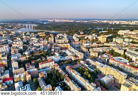 Aerial View Of Khreshchatyk And Maidan Nezalezhnosti In Kiev, Ukraine, Before The War With Russia