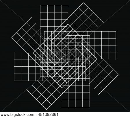 Mirrored, Tweaked Irregular Grid, Mesh, Grating And Lattice Geometric Vector Element, Pattern, Textu