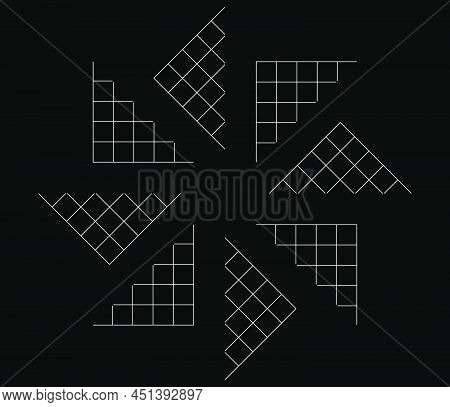 Mirrored, Tweaked Irregular Grid, Mesh, Grating And Lattice Geometric Vector Element, Pattern, Textu