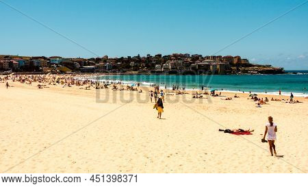 Sydney, Australia - January 13, 2009: People Are Relaxing On The Bondi Beach, Australia. Bondi Beach