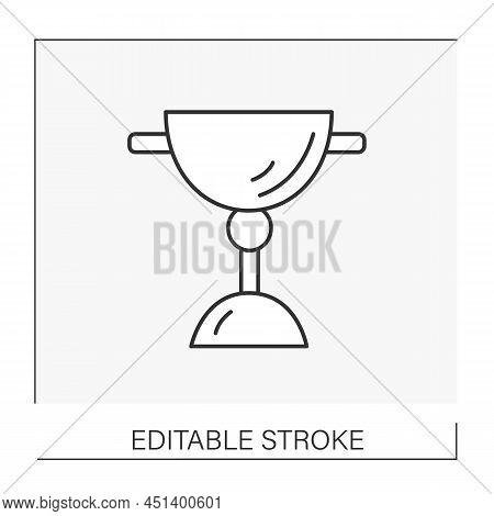 Award Line Icon. Reward For Special Merit. Golden Cup. Business Concept. Isolated Vector Illustratio