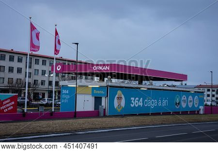 Reykjavik, Iceland - March 22, 2022: Orkan Petrol Station.