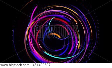 3d Render. Light Flow Form Ring Structure. Light Effect As Abstract Background With Light Trails, St