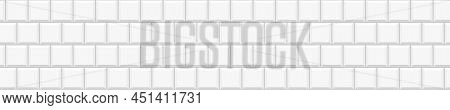 White Square Tile Seamless Pattern. Ceramic Or Stone Brick Background. Kitchen Backsplash Or Bathroo