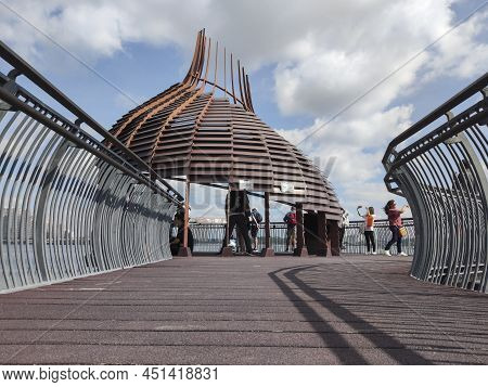 Singapore- 23 Jan, 2022: Observation Point Called Eagle Point And Sea View Sungei Buloh Wetland Rese