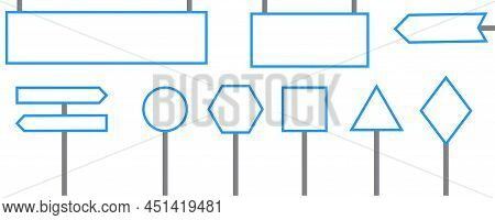 Blank Road Signs. Isolated Icon Set. Vector Illustration. Stock Image.